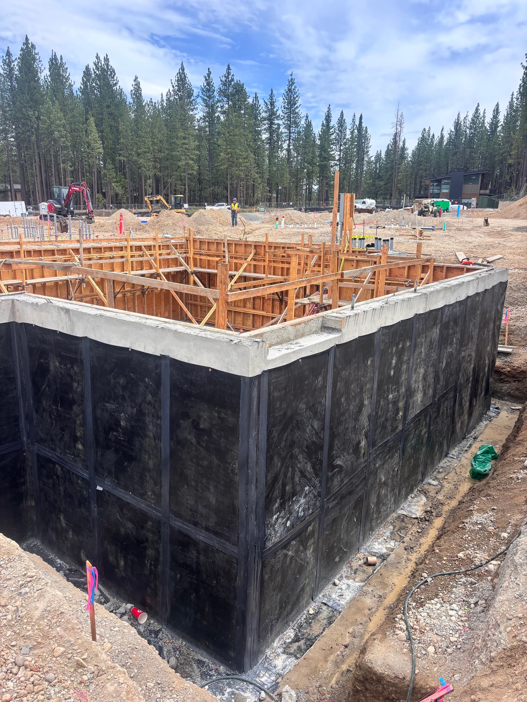 Below-grade waterproofing on a building foundation